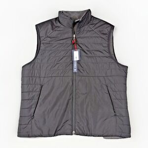 Cremieux Puffer Fleece Vest Mens L Black Reversible Full Zip Pockets Gorpcore